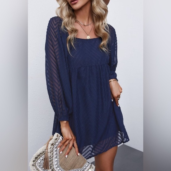 Whispering Willow Mini Balloon Sleeve Dress - Picture 1 of 2